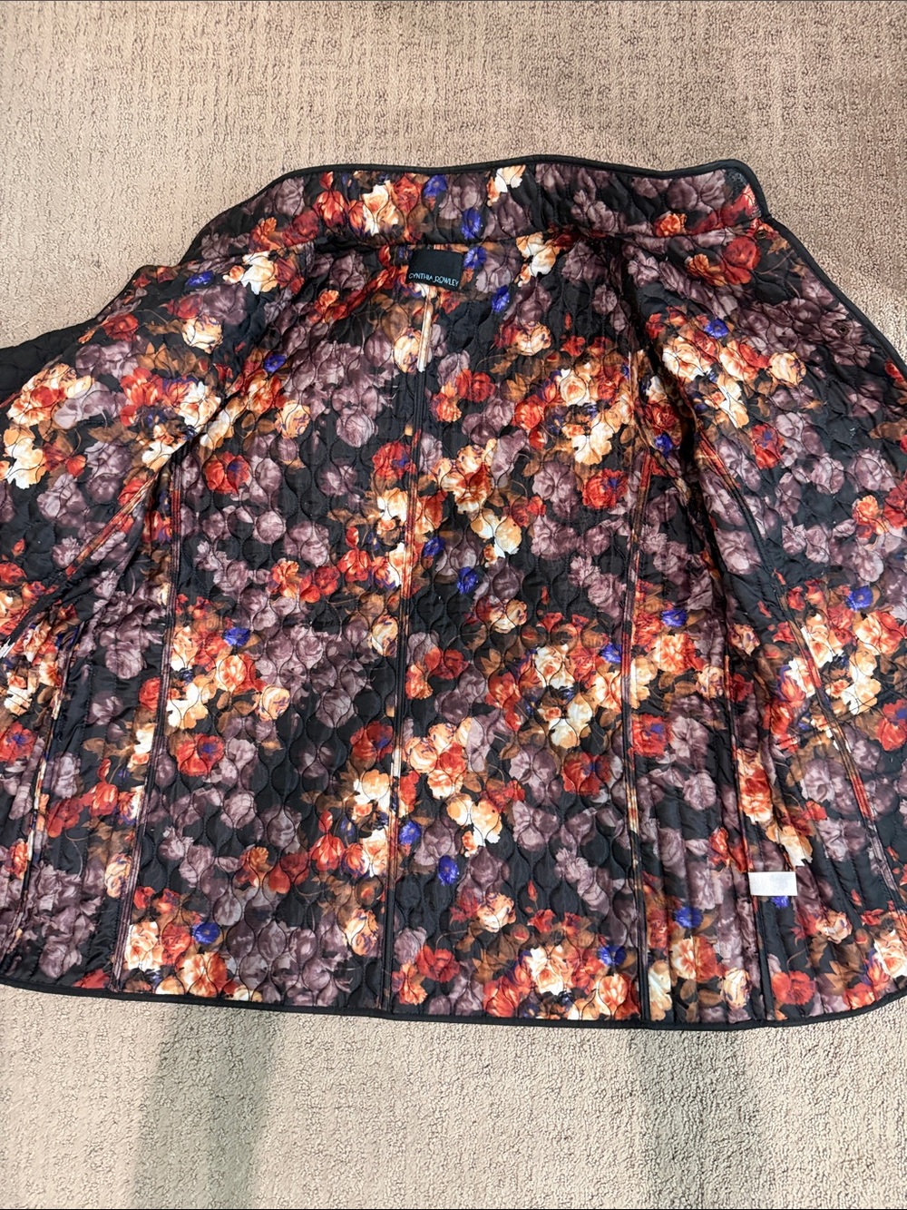 Cynthia Rowley: Quilted Jacket with Floral Trim - Picture 2 of 6